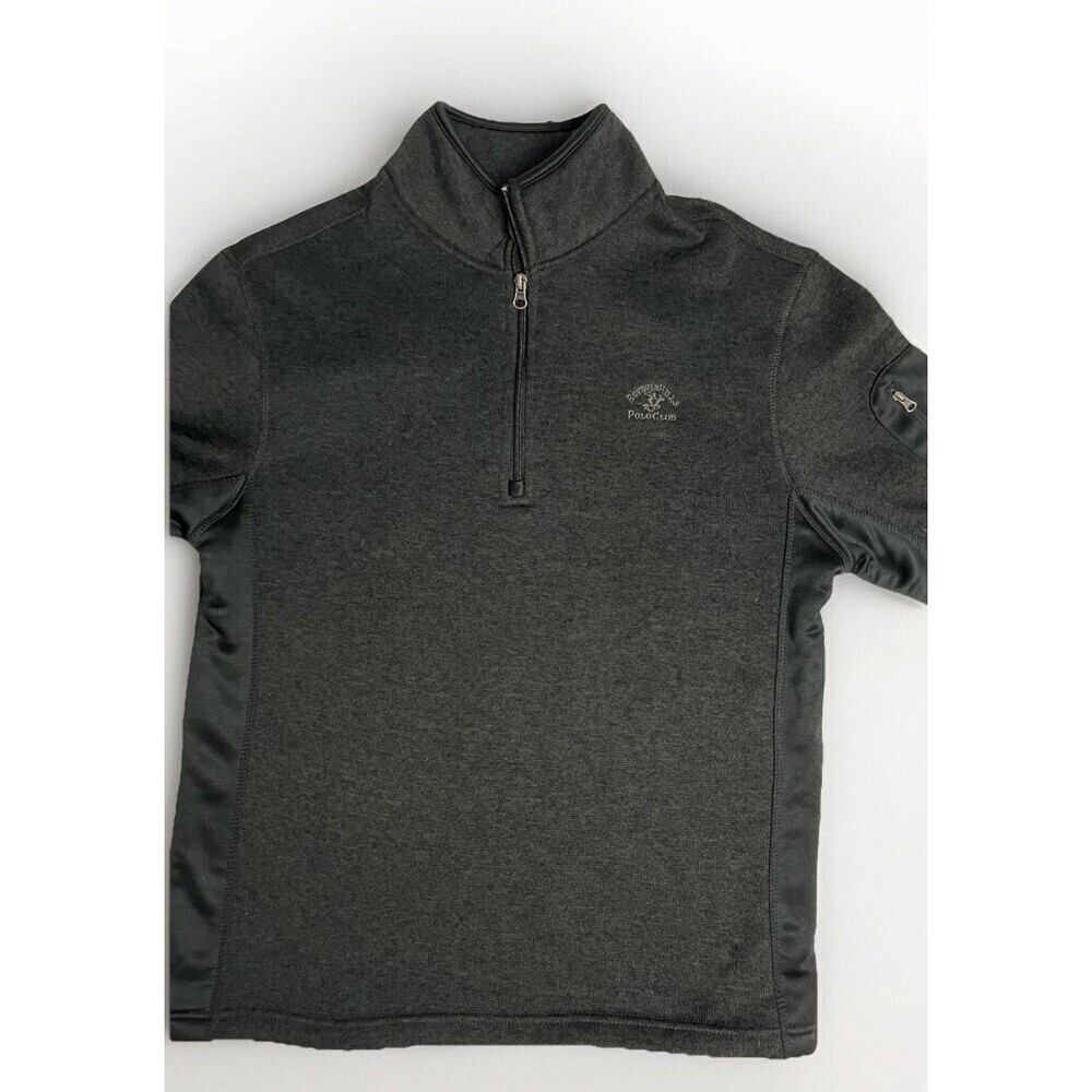 Beverly Hills Polo Club Pullover Mens Medium Gray 1/4 Zip Fleece Pocket Sweater